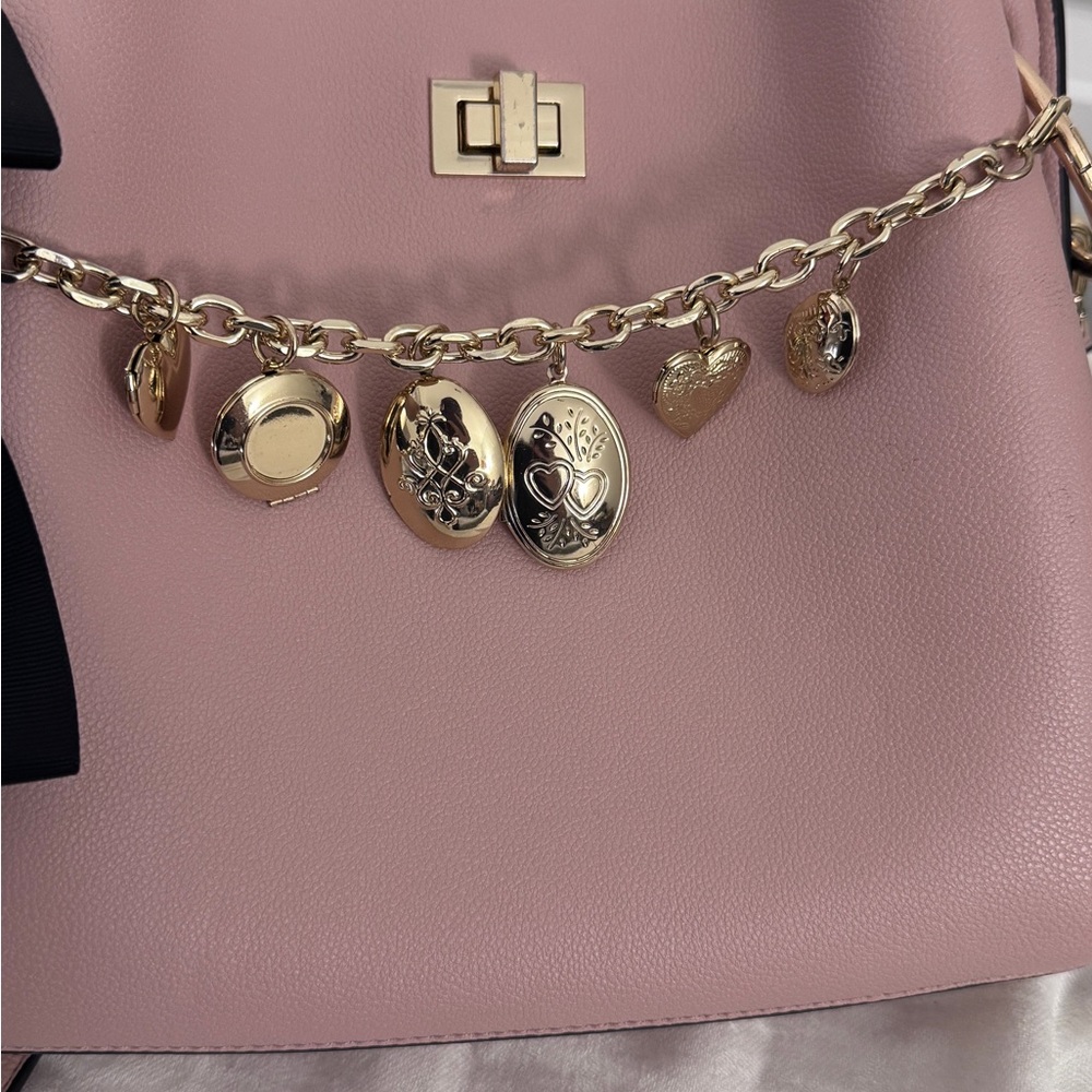 Betsey Johnson Crossbody with black bow and gold charms - Picture 7 of 9